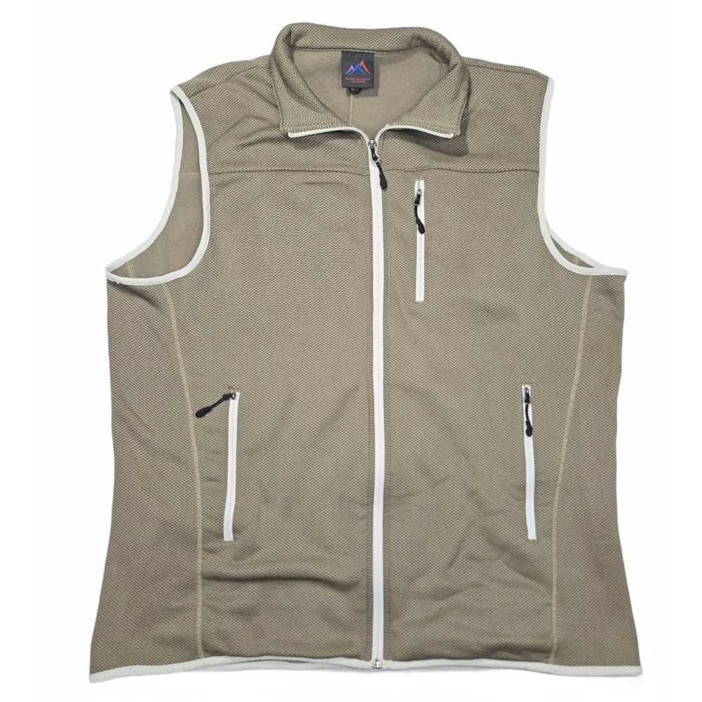 Narragansett Traders Men's Large Full Zip Fleece Vest Tan Chevron Knit
